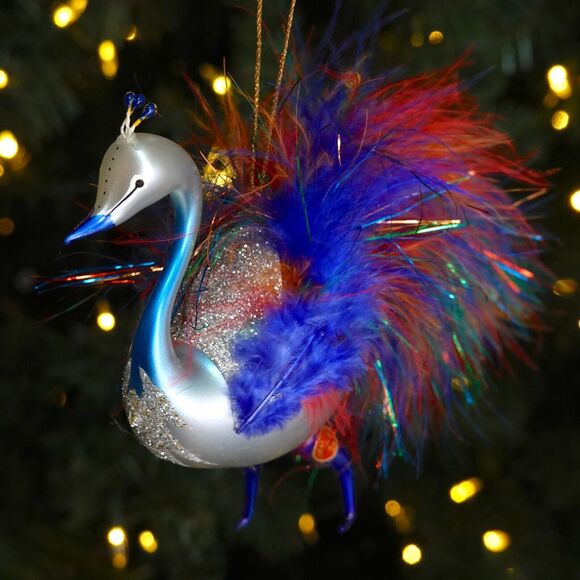 VTG Soffieria De Carlini Italy Christmas Ornament Peacock Bird RARE Color! - Picture 16 of 16